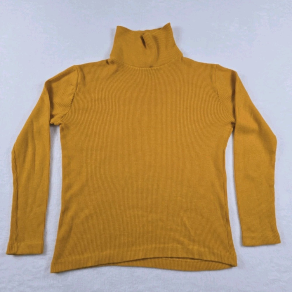 Vintage Aileen Teen Mustard Yellow Ribbed Turtleneck Sweater Medium Retro 70s